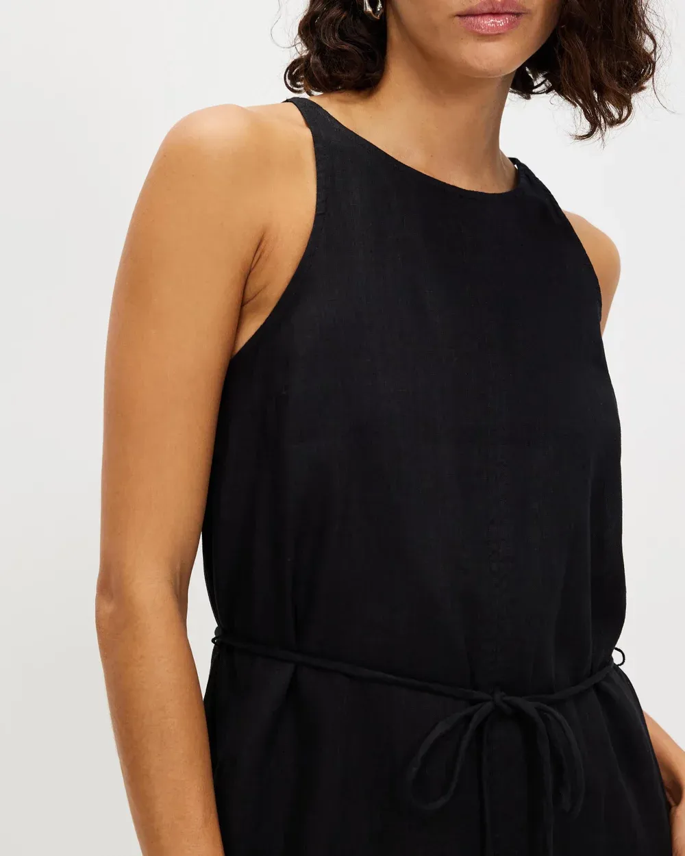Linen Waist Maxi Dress