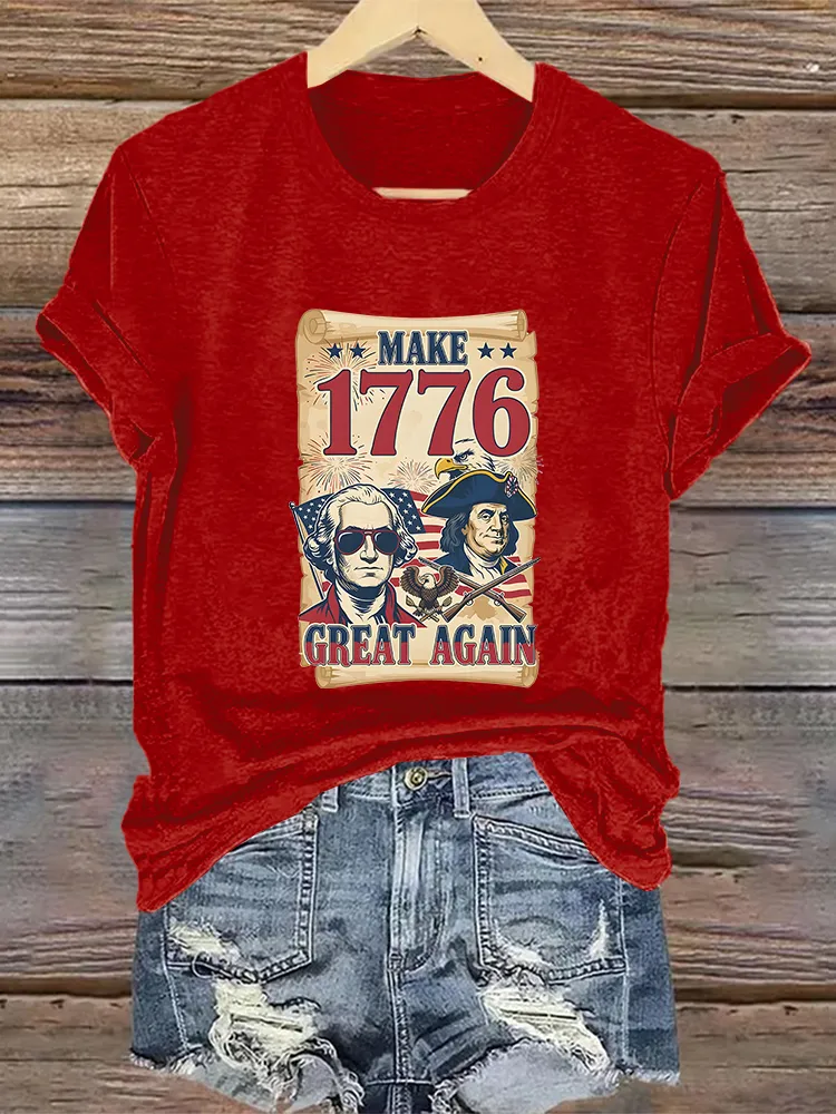 Woman'S Make 1776 Great Again Crew Neck Short Sleeve T-Shirt