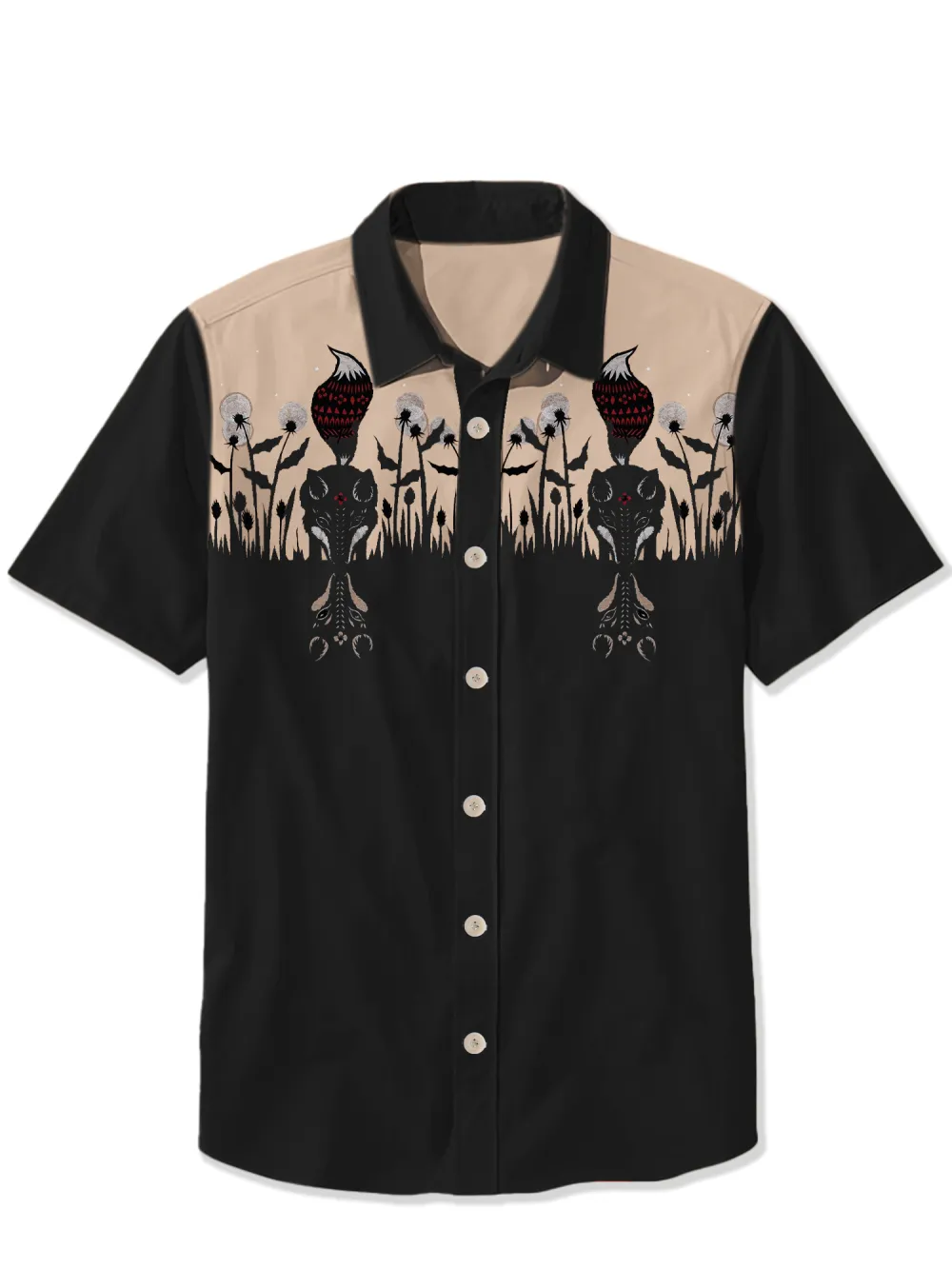 Dark And Elegant Fox Flowers Shirt