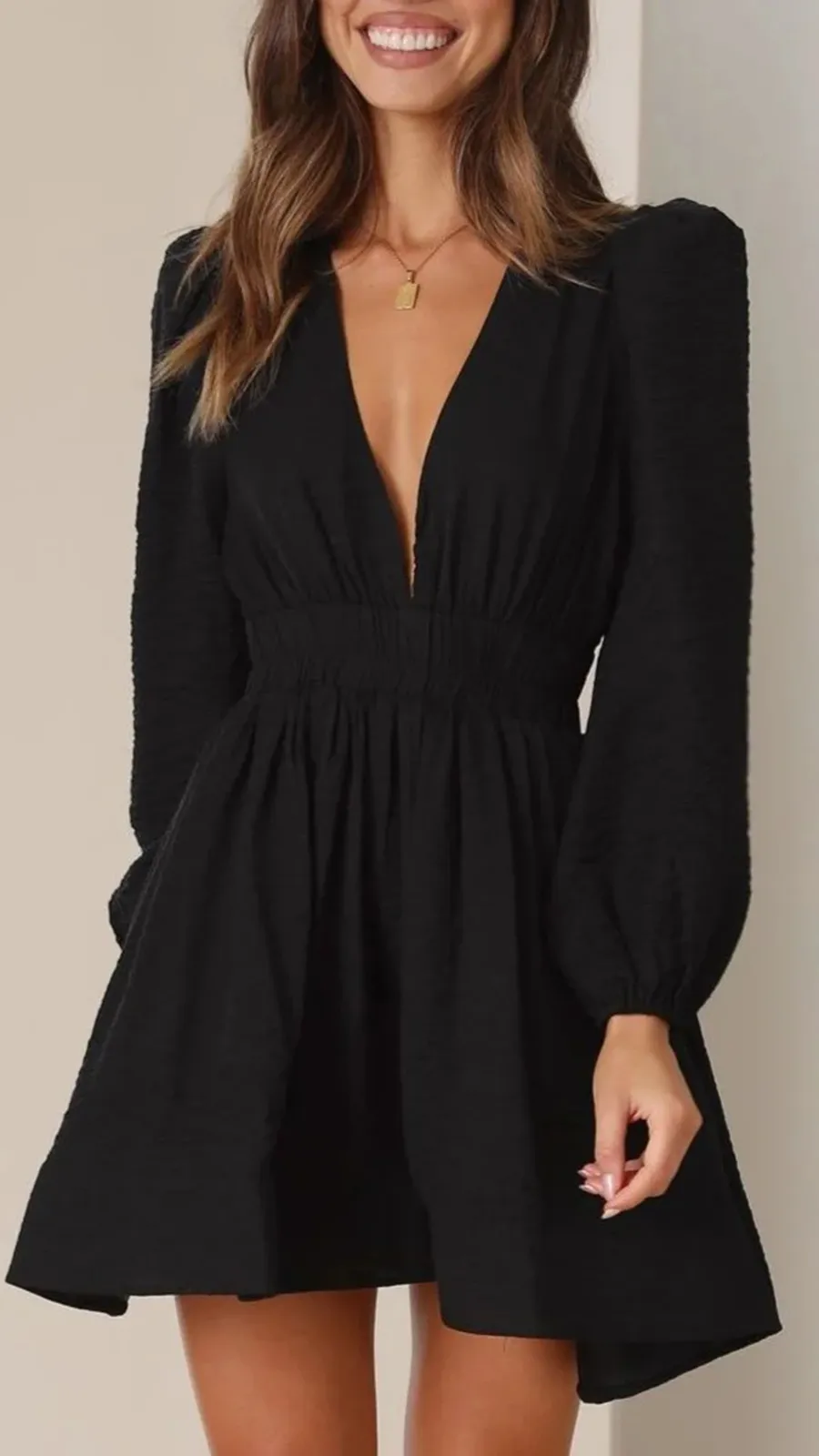 Elasticated Waist Band Mini Dress