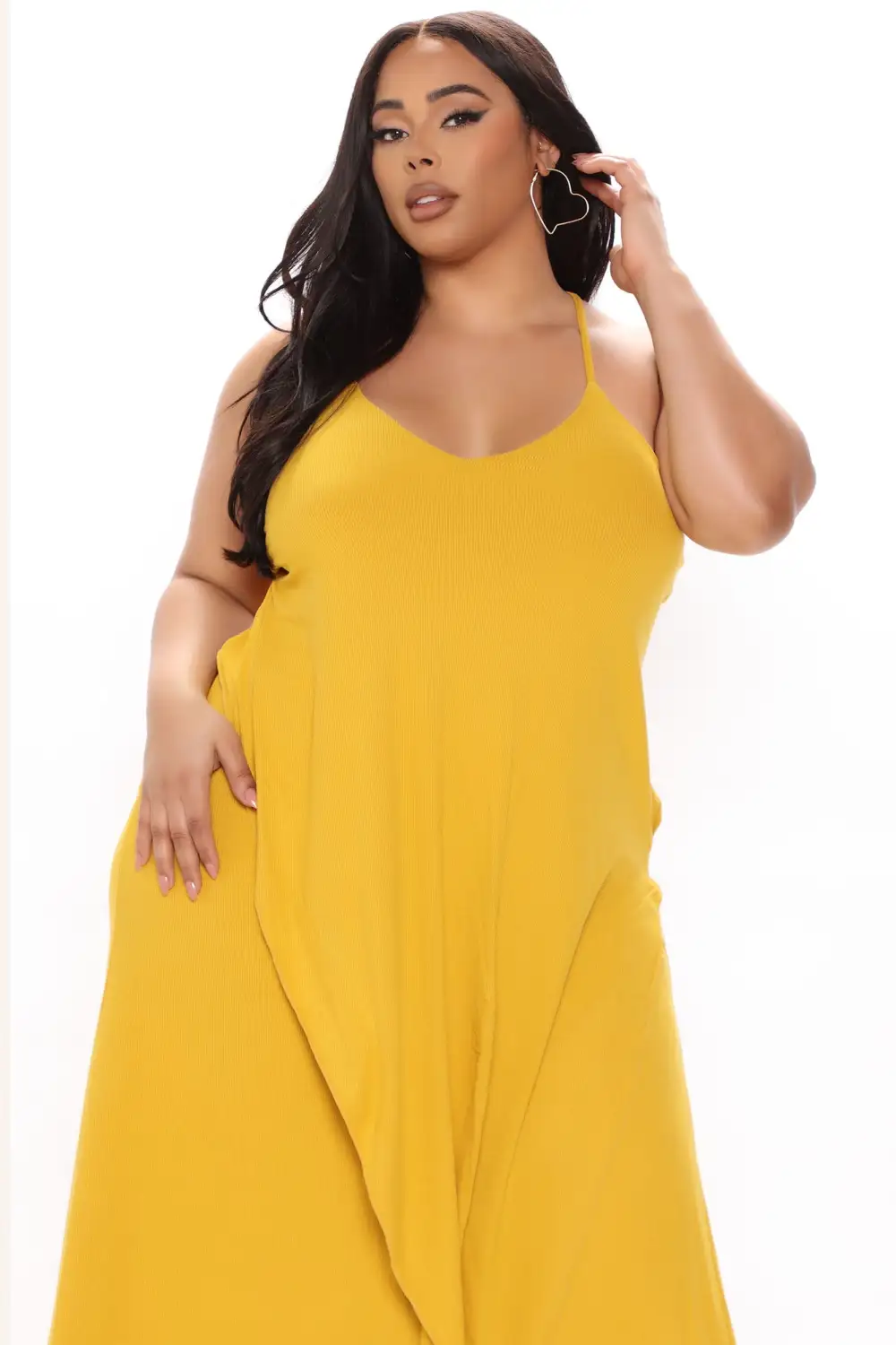 Come This Way Ribbed Maxi Dress - Mustard