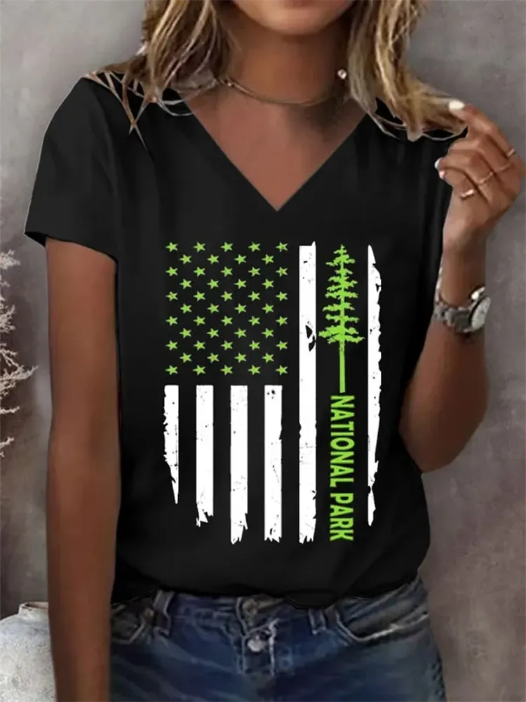 Women'S National Park Print V-Neck T-Shirt