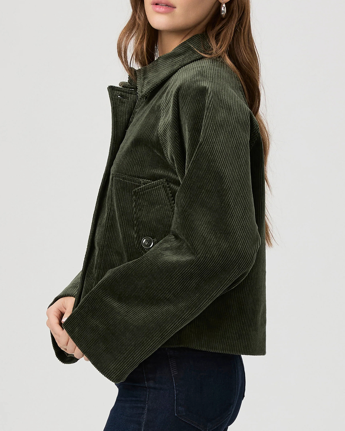 Dark Green Corduroy Boxy Fit Jacket