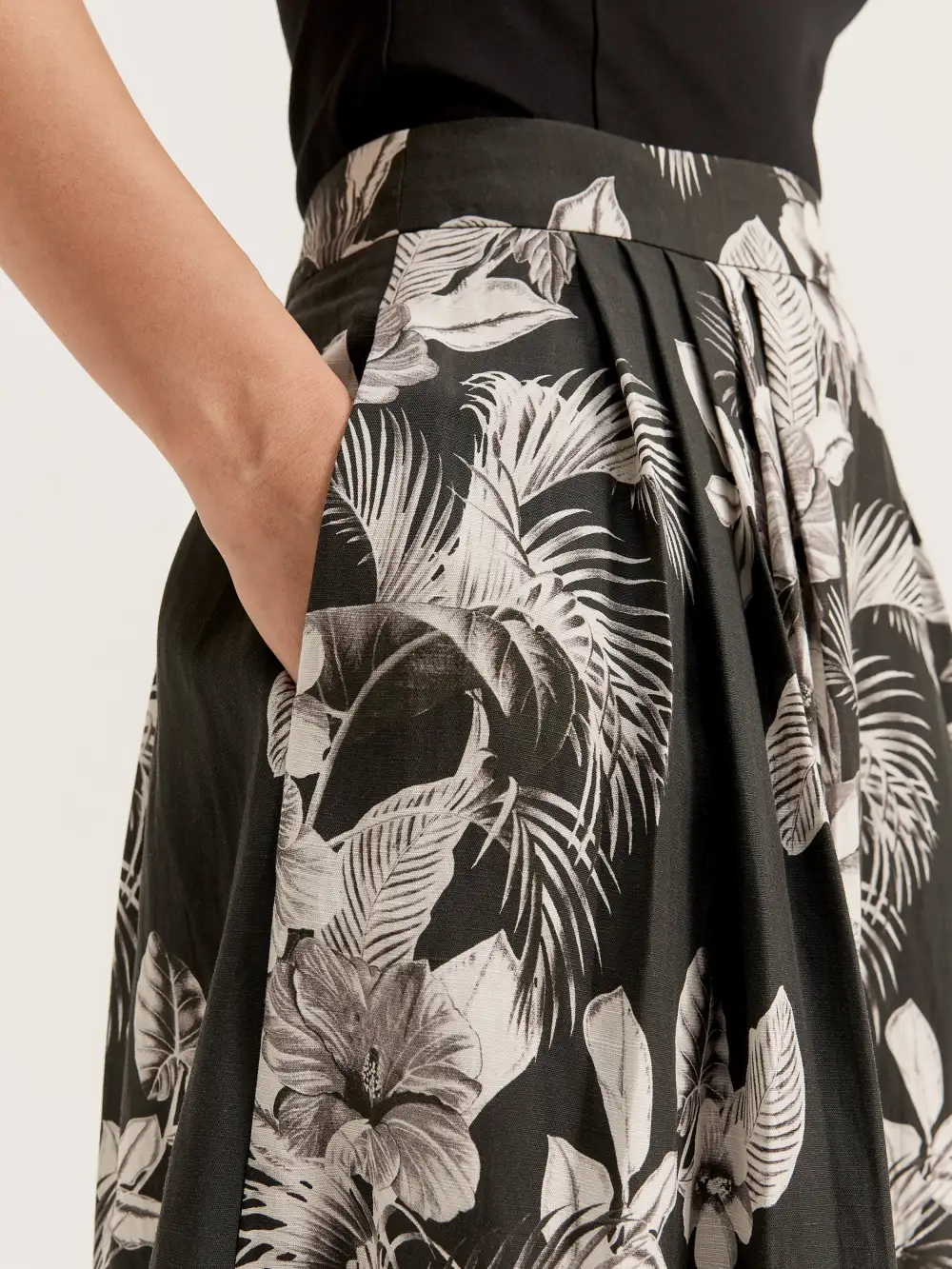 Satin Floral Print Midi Skirts