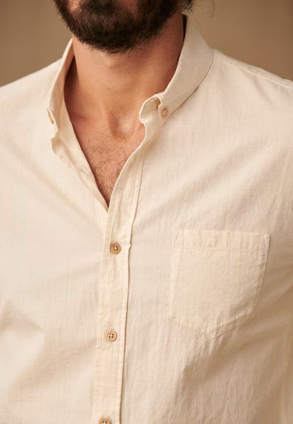 Cotton Linen Charlie Shirt-Beige