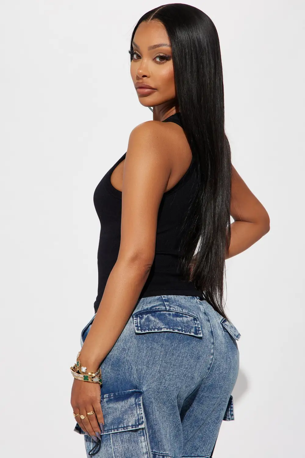 The New Classic Ribbed Racerback Top - Black