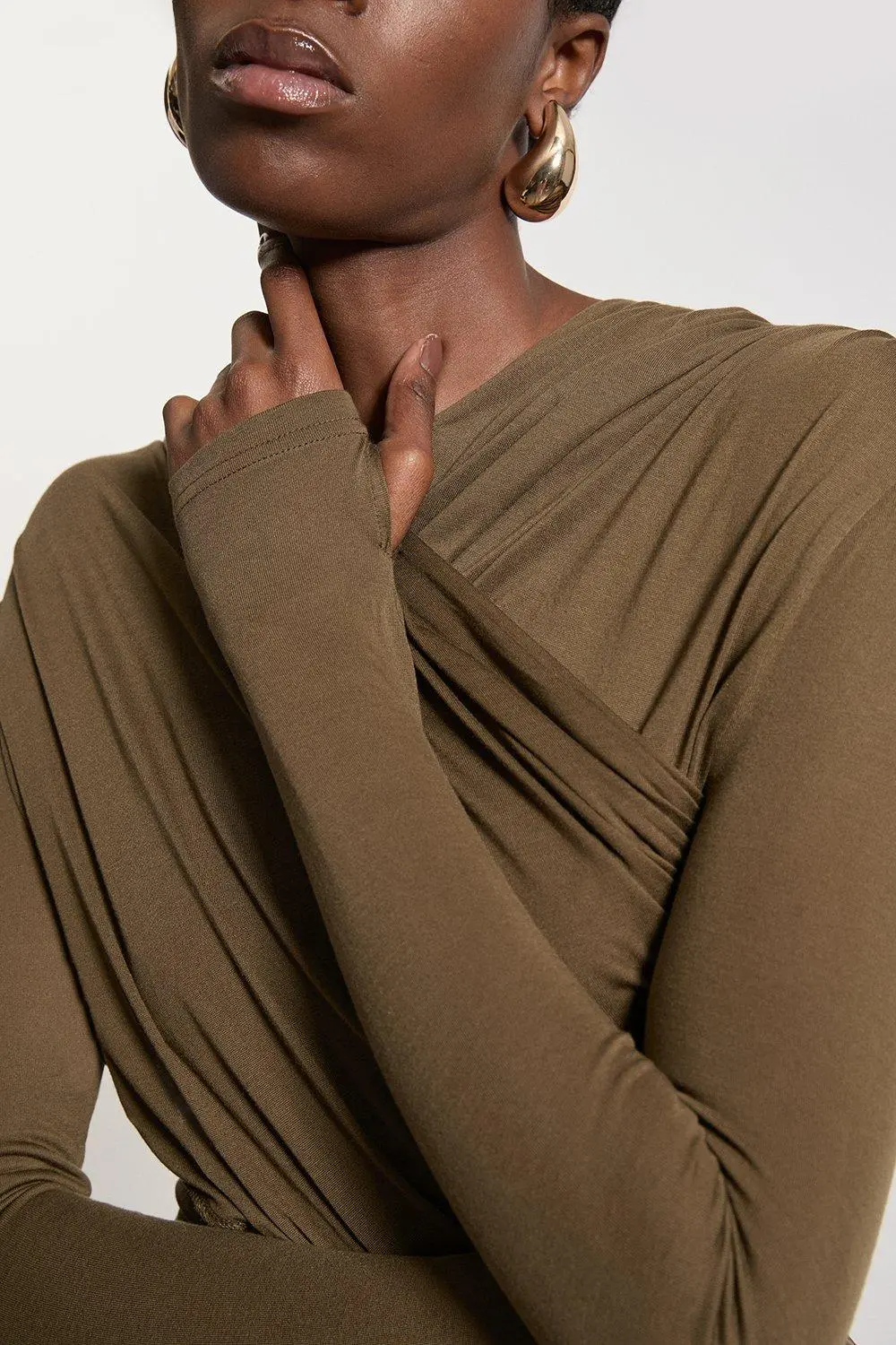 Premium Tencel Jersey Wrap Detail Dress