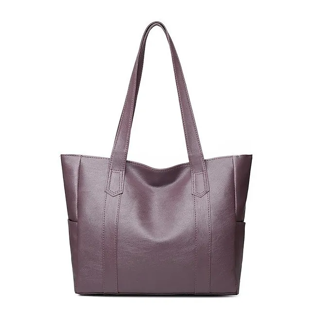 Women's Shoulder Bag PU Leather Office Shopping Daily Solid Color Floral Print claret Black Purple