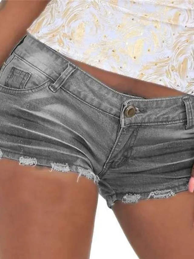 Women's Shorts Jeans Denim Light Blue Dark Blue Grey Casual Casual Daily Pocket Short Outdoor Solid Colored S M L XL 2XL