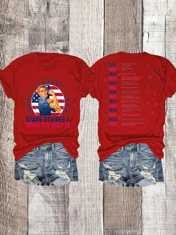 Woman'S Stars Stripes Women'S Rights Crew Neck Short Sleeve T-Shirt