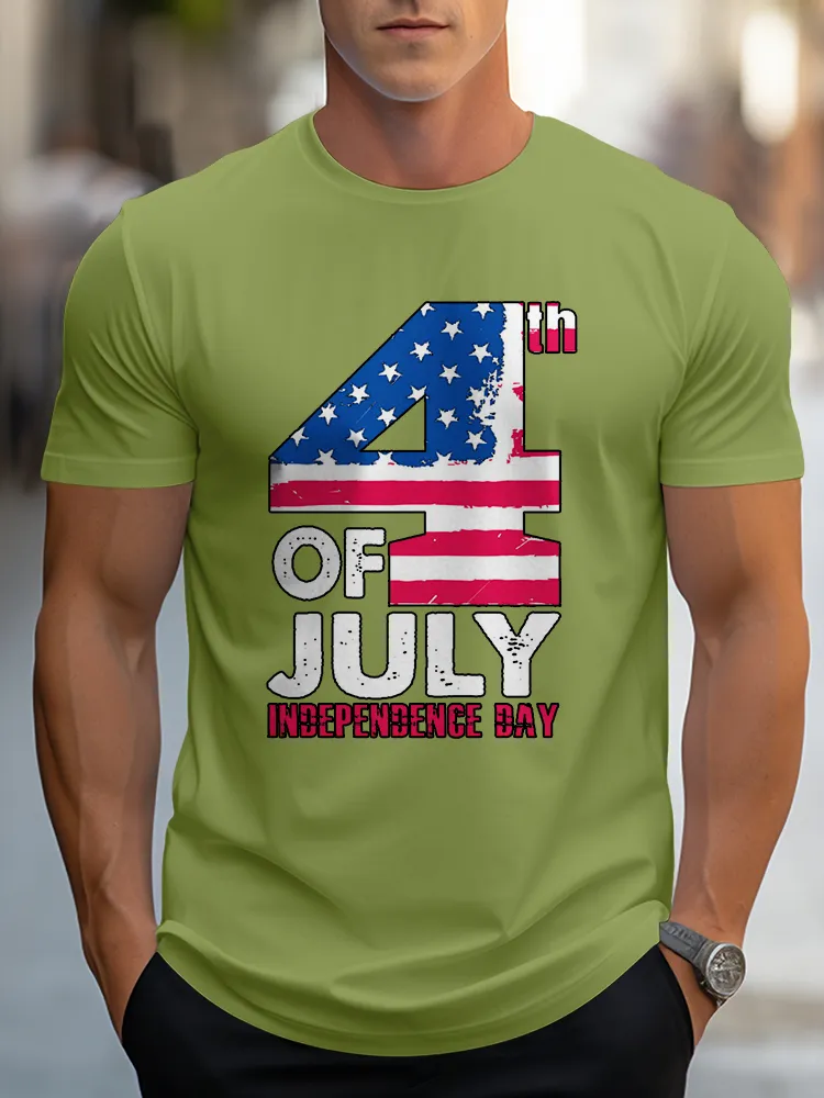 Man'S 4Th Of July Independence Day Round-Neck Short-Sleeved T-Shirt