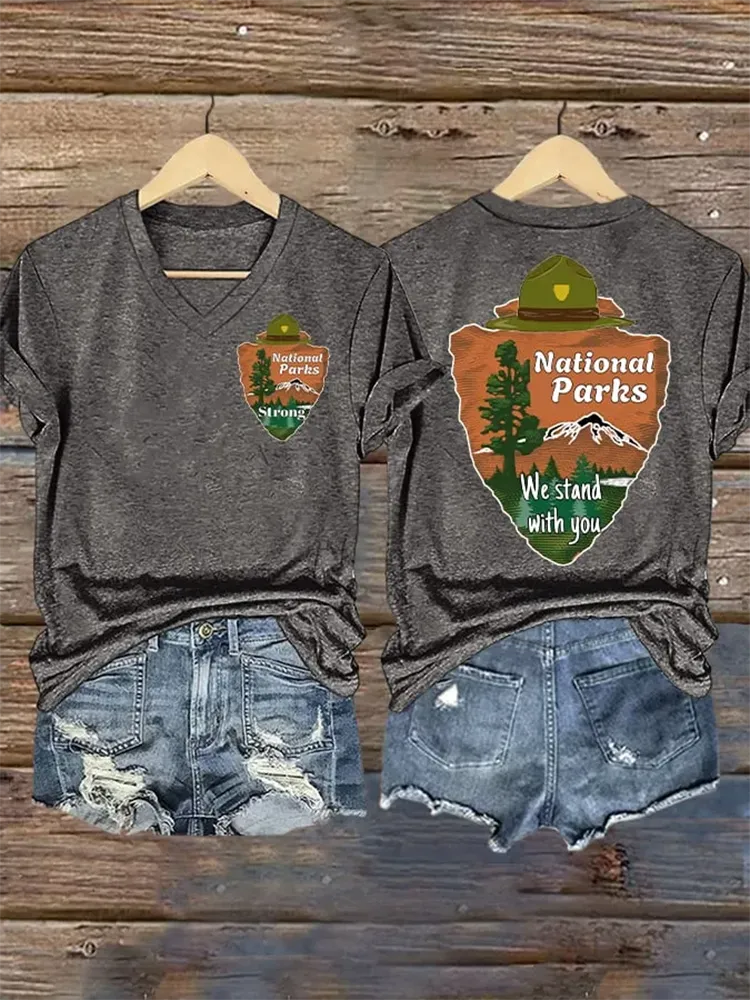 Woman'S National Parks Strong V-Neck Short-Sleeve T-Shirt