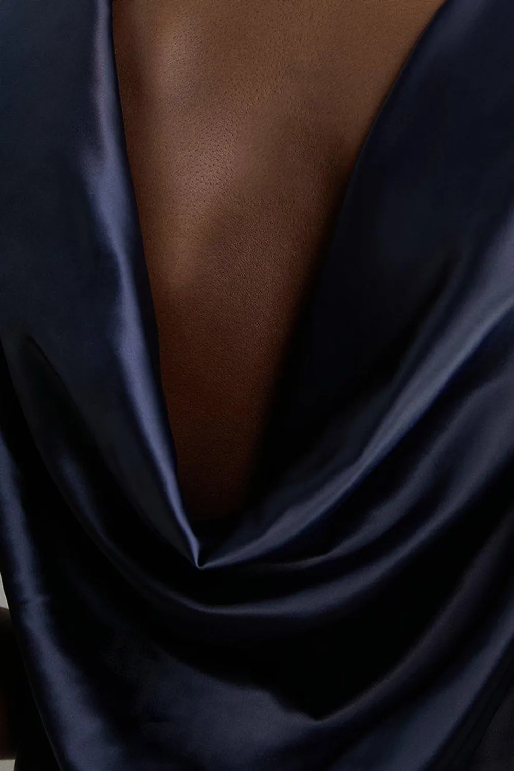 High Neck Sleeveless Satin Drape Woven Midaxi Dress