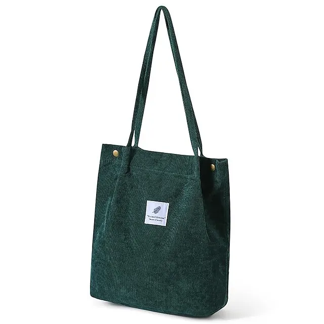 Men's Women's Kid's Tote Tote Sling Shoulder Bag Canvas Tote Bag Corduroy Shopping Daily Rivet Pattern Solid Color Floral Print Deep Purple zebra Wine Red
