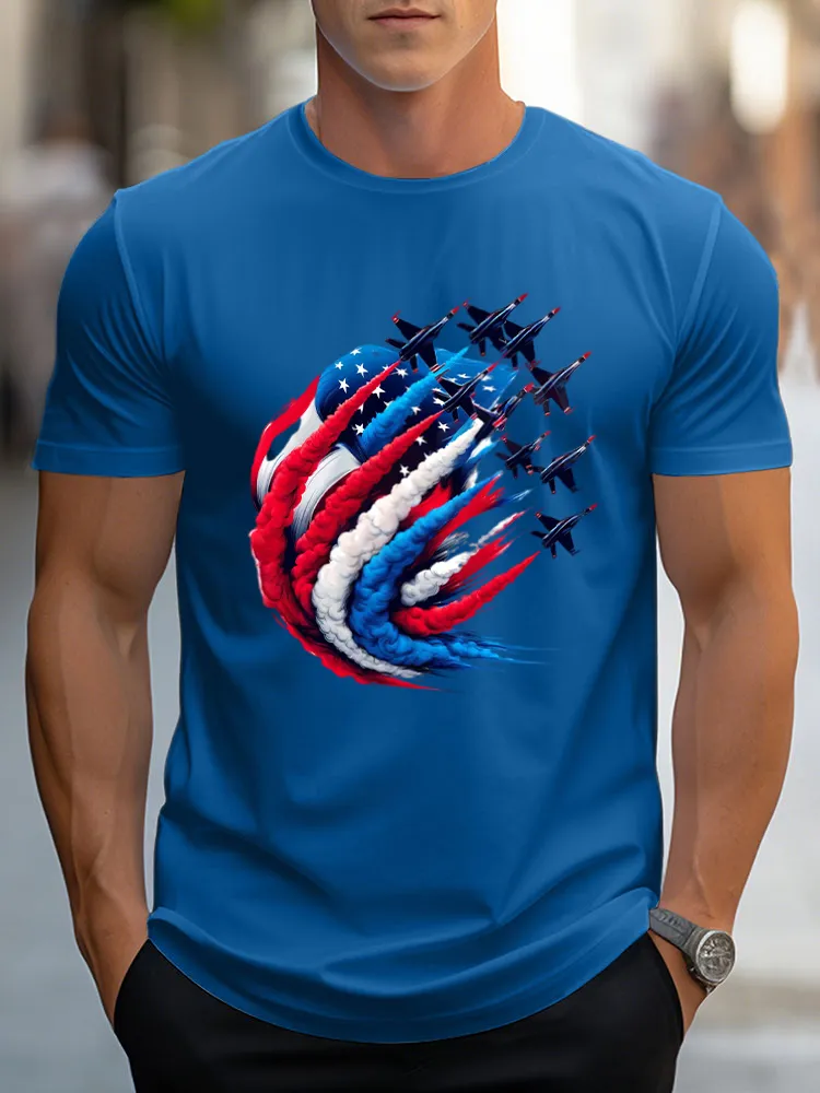 Airplane Smoke-Pulling Performance Print Short Sleeves T-Shirt