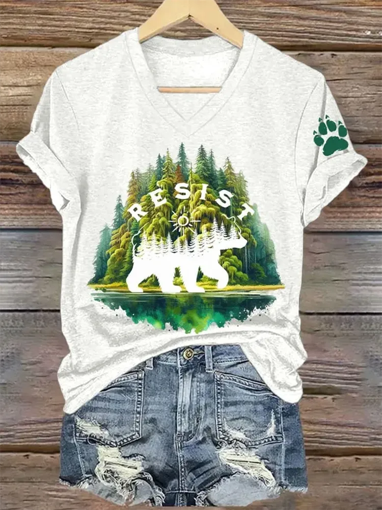 Women'S National Parks Explore, Protect, Preserve Print V-Neck T-Shirt