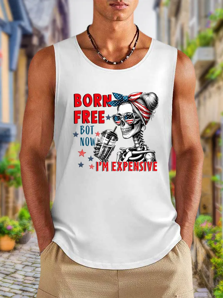 Men'S Born Free Bot Now I'M Expensive Round-Necked Sleeveless Vest