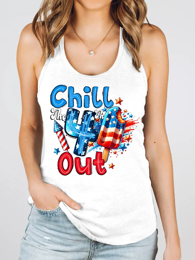 Women'S Chill The 4Th Out Round-Necked Sleeveless Vest