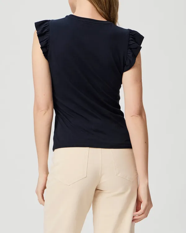 Black Flutter Sleeve Sleeveless Top