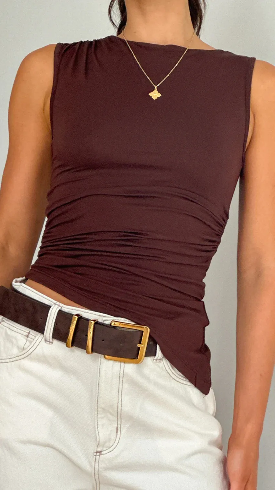Intellectual Style Solid Color Tight Top