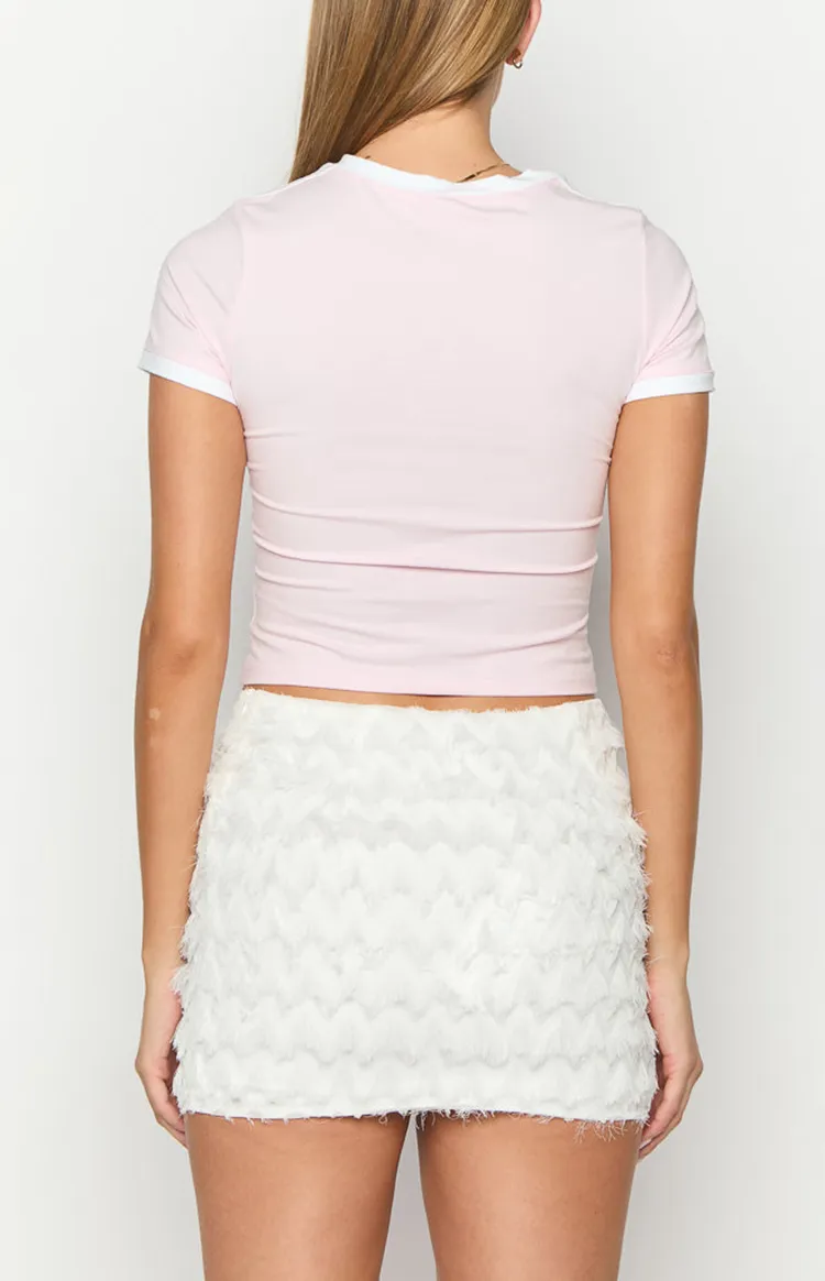 White Textured Mini Skirt
