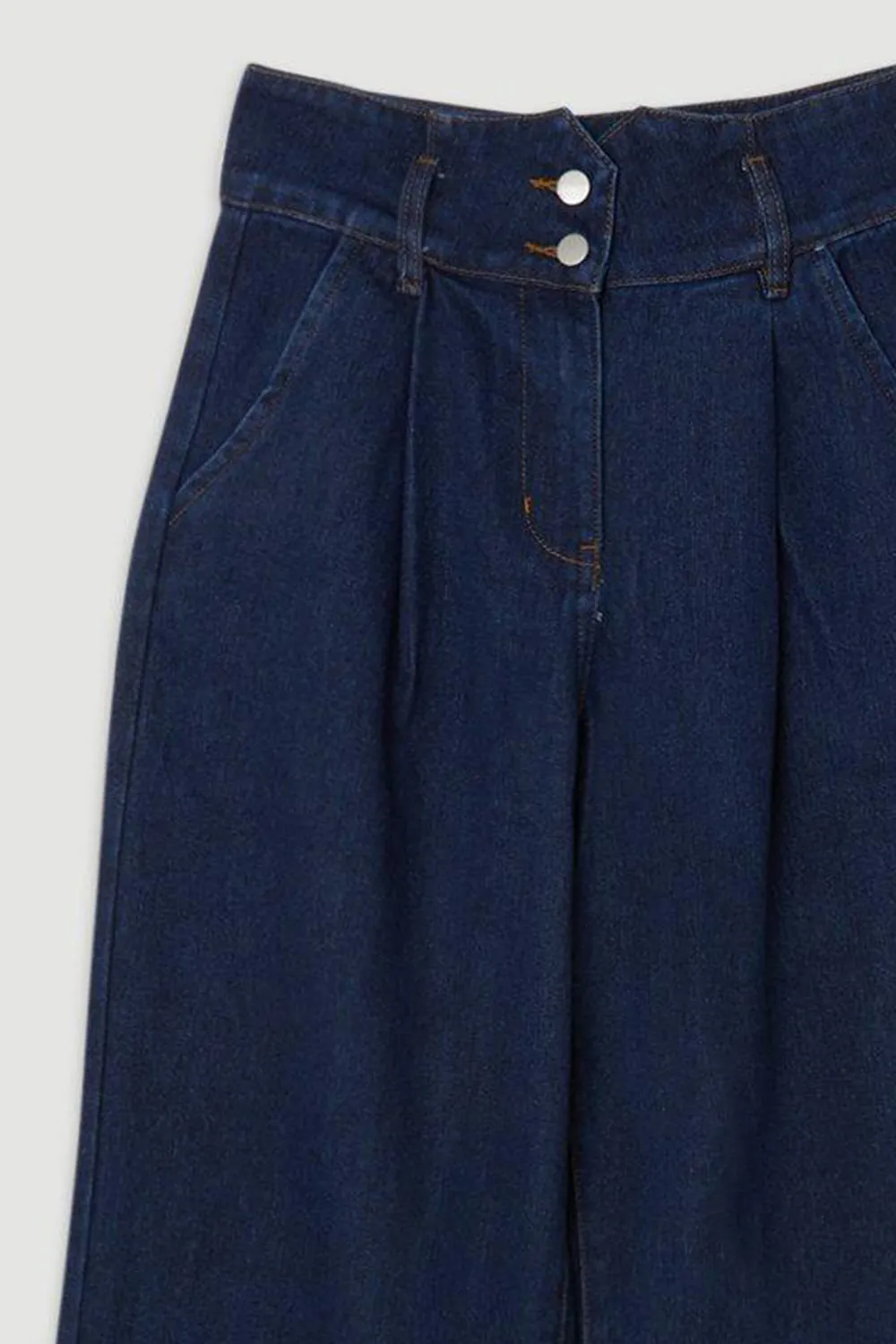 Petite Denim Wide Leg Trousers