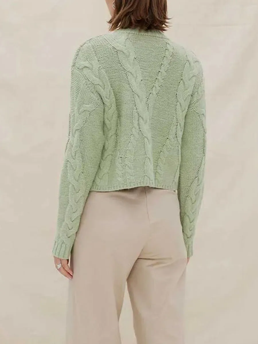 Linked Cable Pattern Knit Sweater