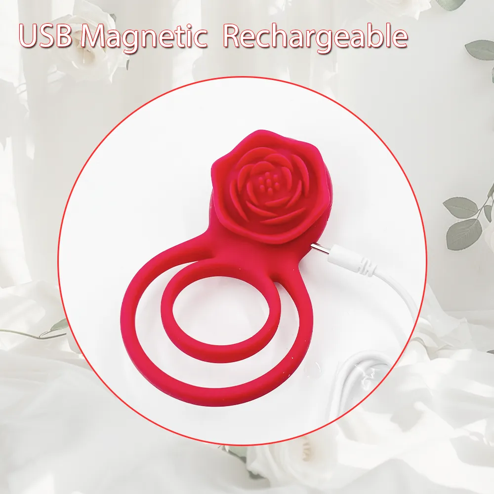 Vibrating Cock Ring with Rose Clitoral Stimulator