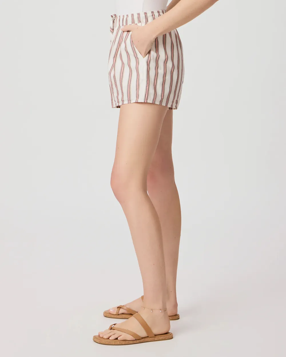 White And Red Striped Shorts