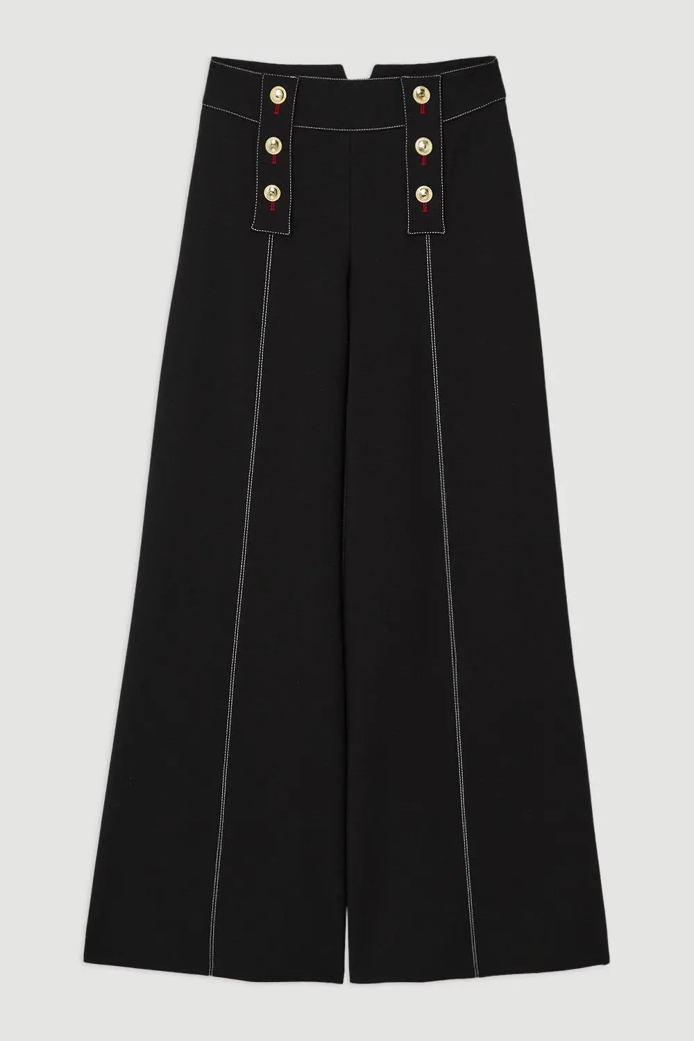 Compact Stretch Tailored Flared High Waisted Trousers
