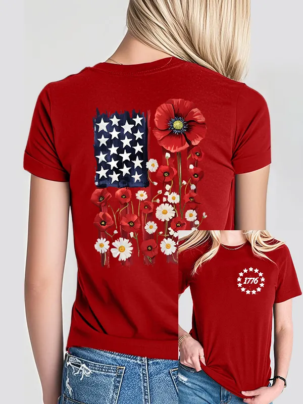 Woman'S 1776 Independence Day Print Short-Sleeved T-Shirt