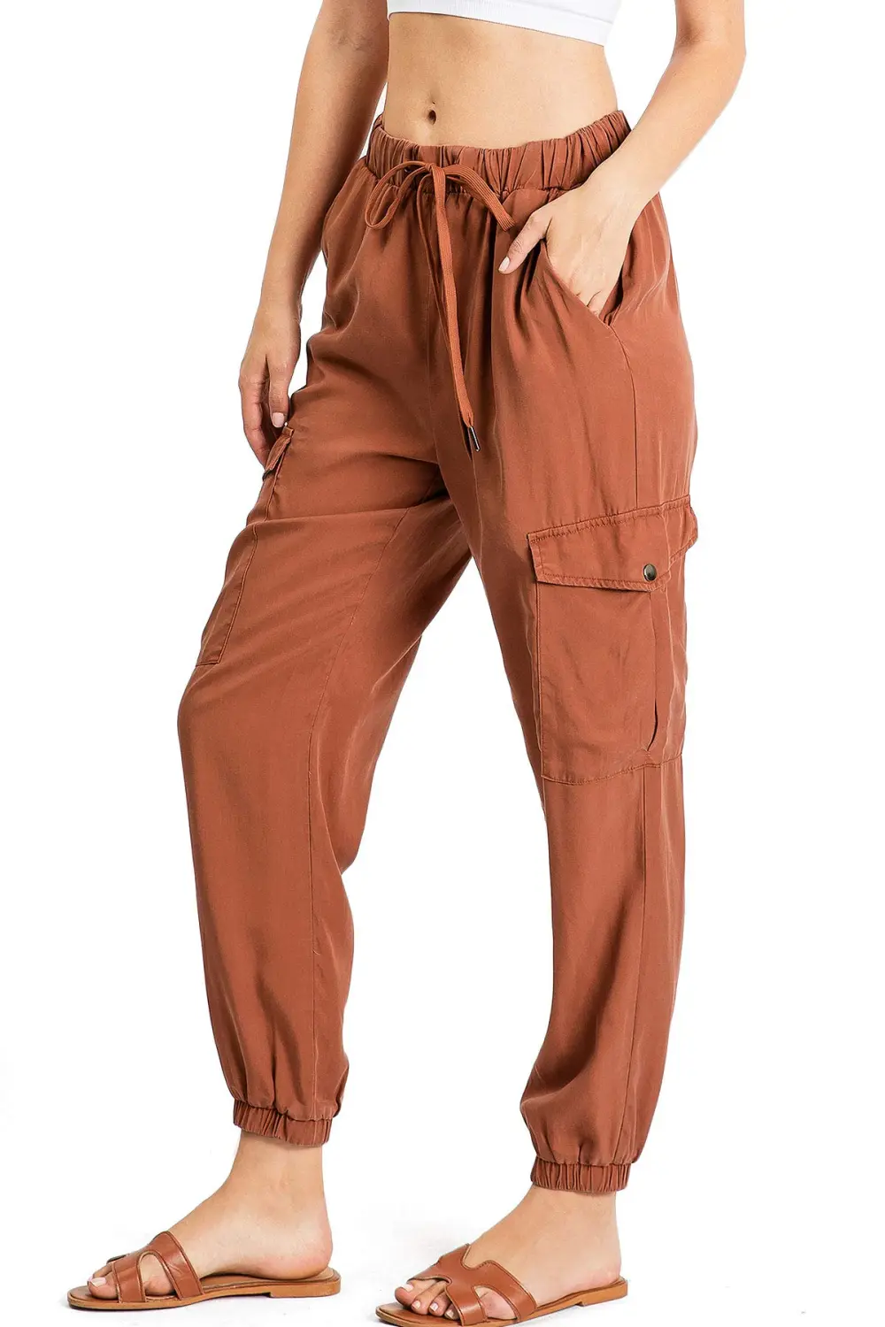 Rust - Colored Cargo Jogger Pants
