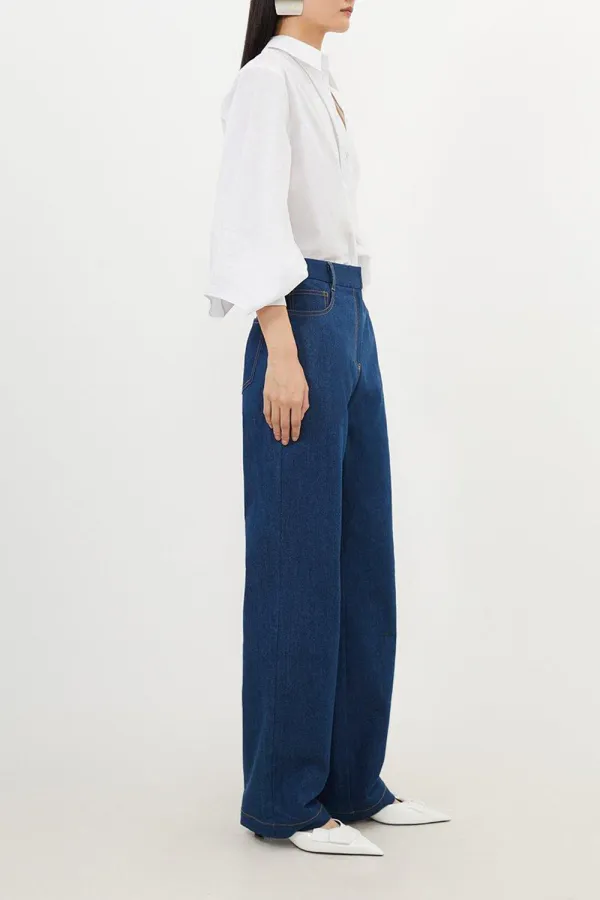 Mid Rise Straight Leg Denim Jeans