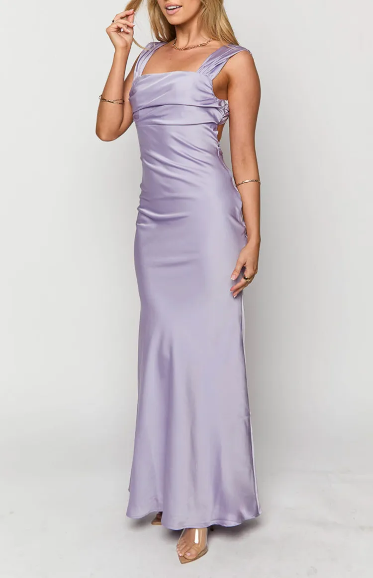 Crisscross Back Lilac Maxi Dress