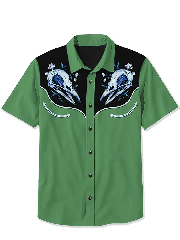 Crow Skull And Flower Shirt