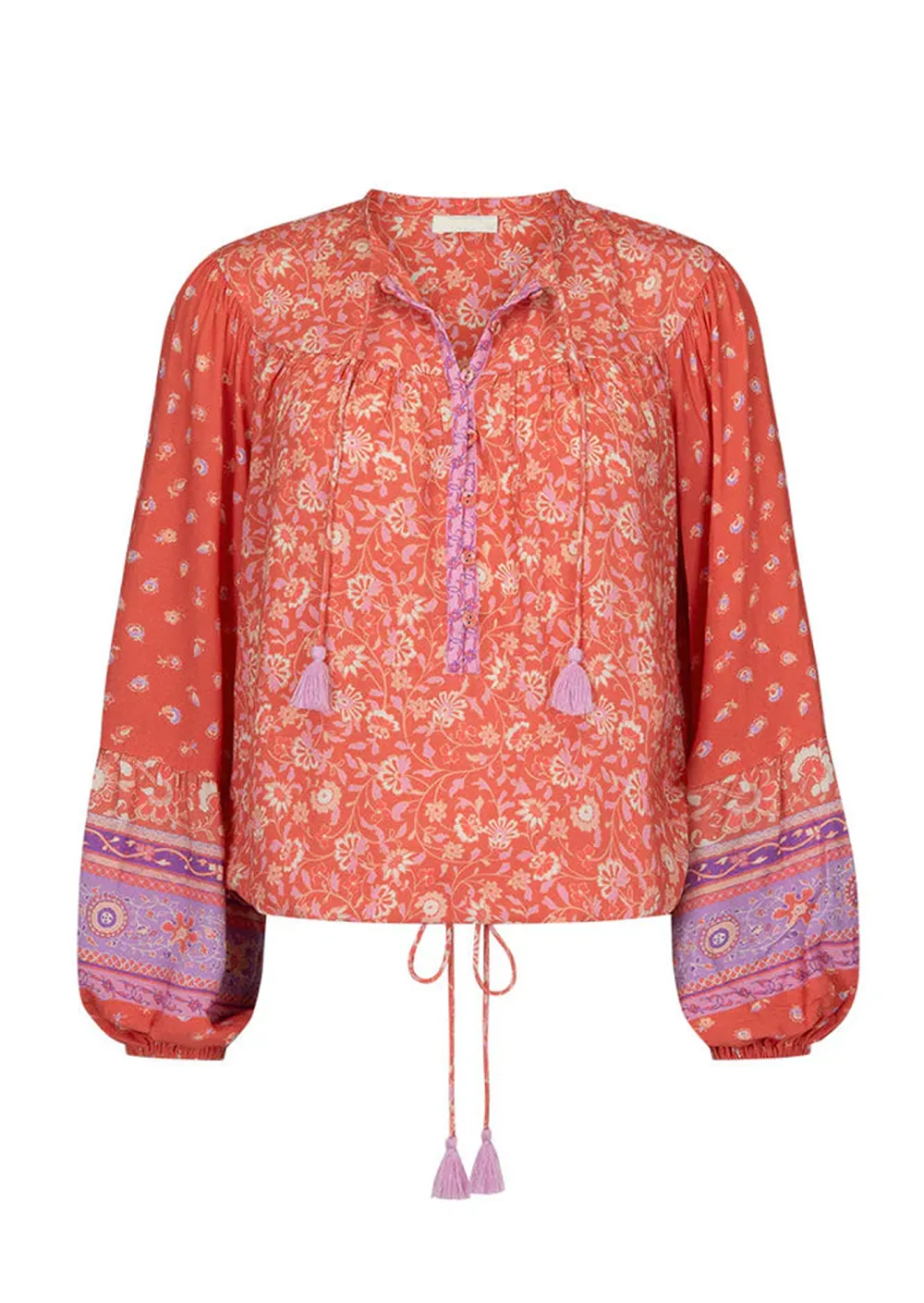 Pink Printed Wrap Blouse