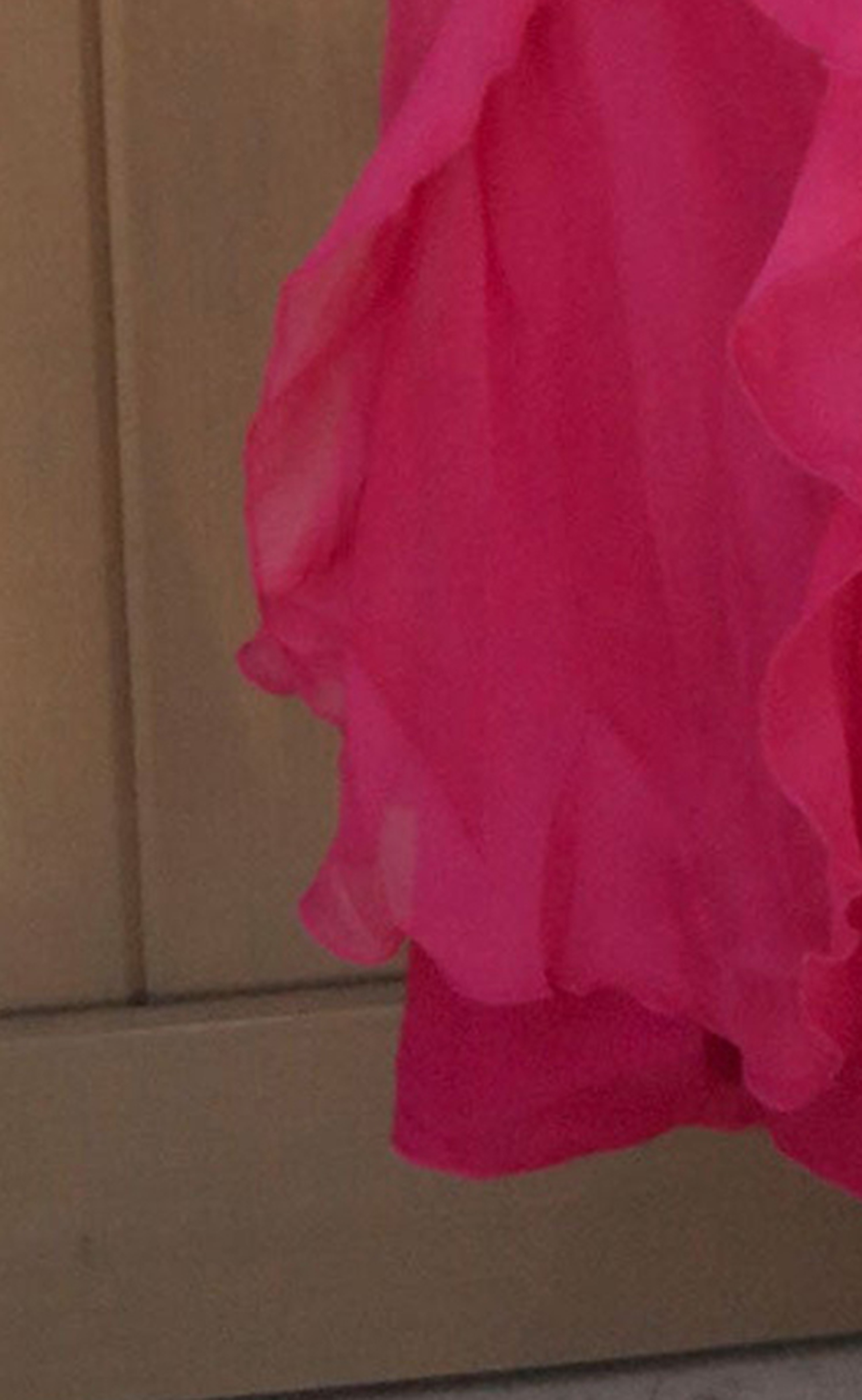 Coral Ruffled Strapless Maxi Dress