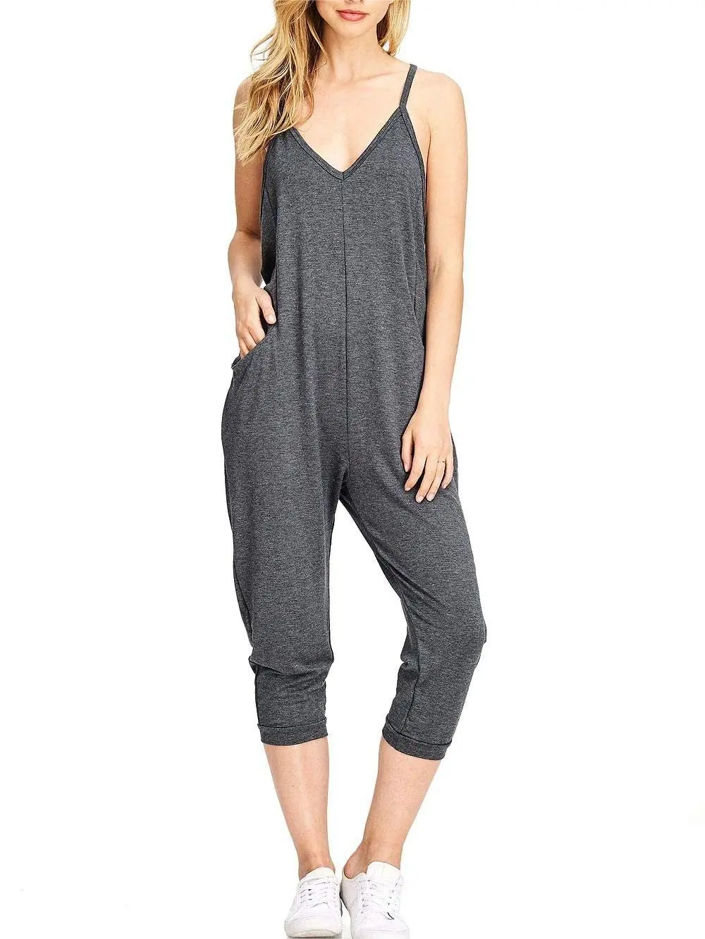 Taupe Sleeveless Loose - Fit Jumpsuit