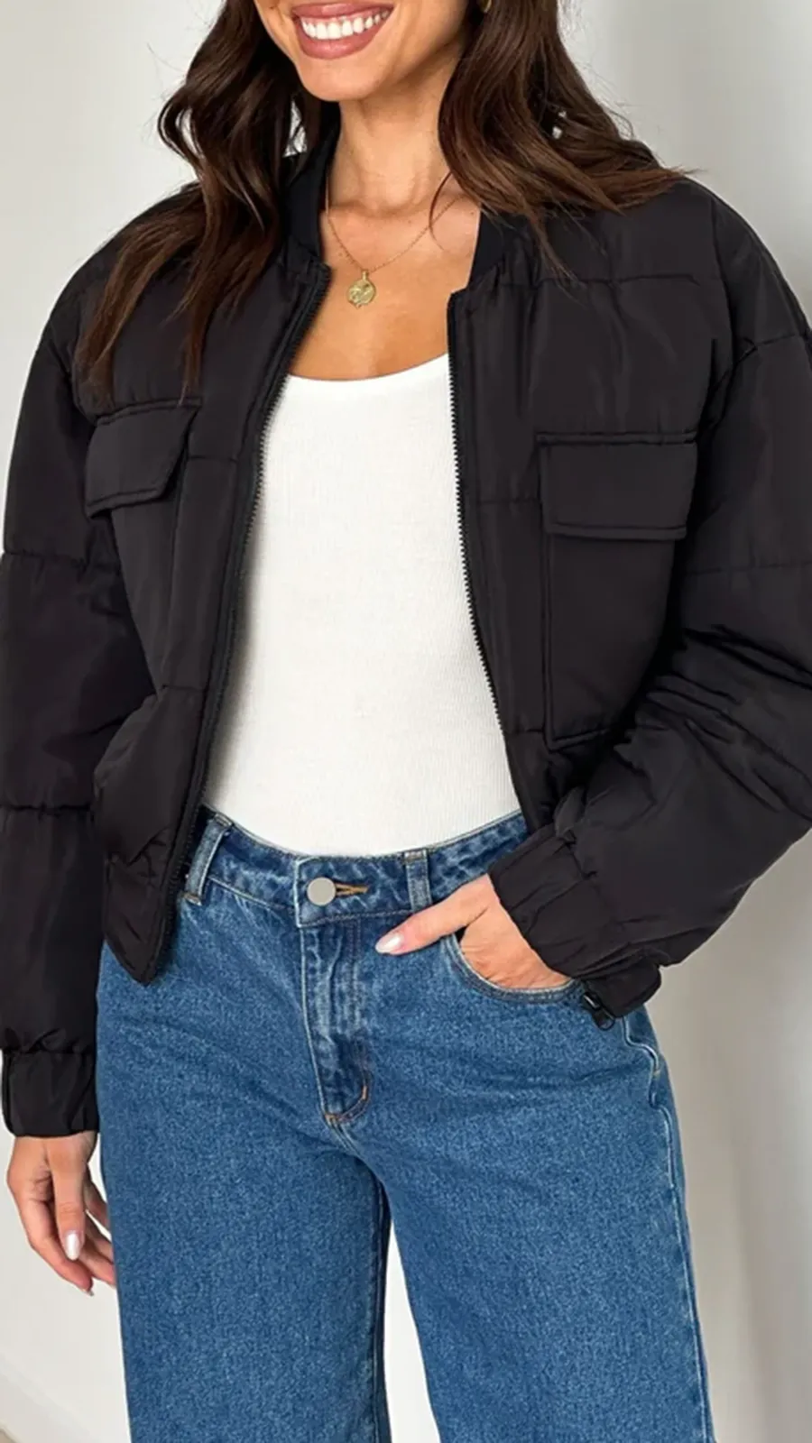 Black Short Warm Coat