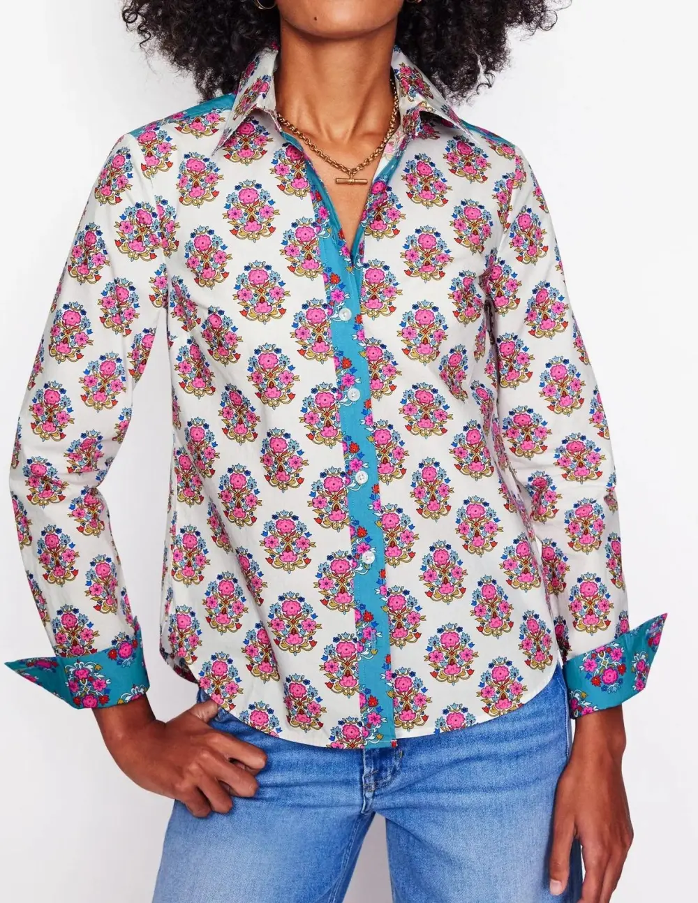Floral Print Long - Sleeve Blouse