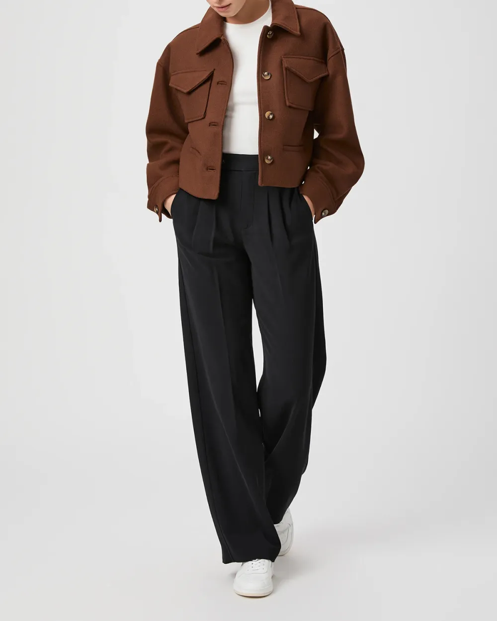 Brown Wool Blend Cropped Jacket