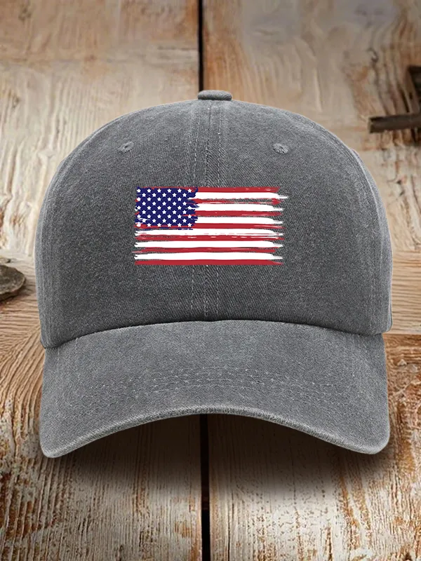 National Flag Print Washed Baseball Cap