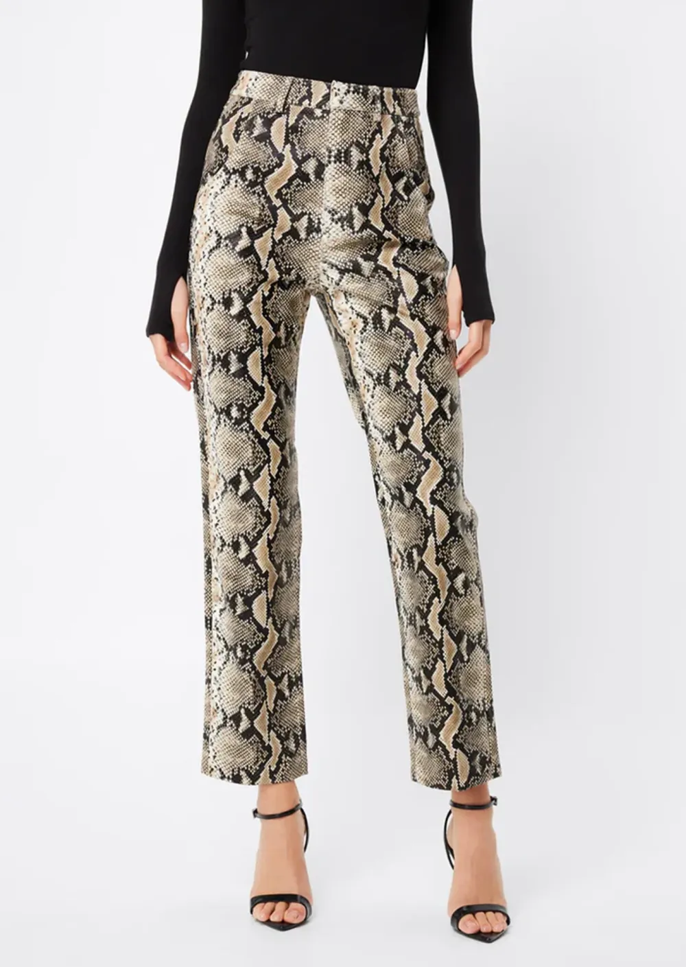 Snake Print High Waist Trousers