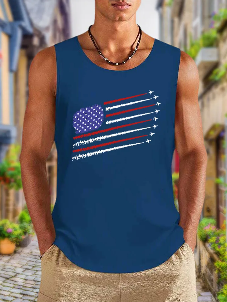 Men'S Independence Day Round-Necked Sleeveless Vest