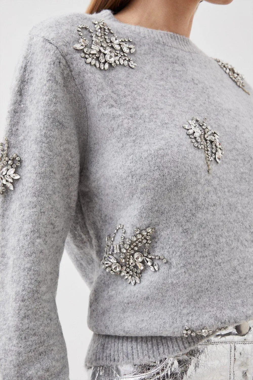Wool Blend Embellished Cosy Knit Jumper