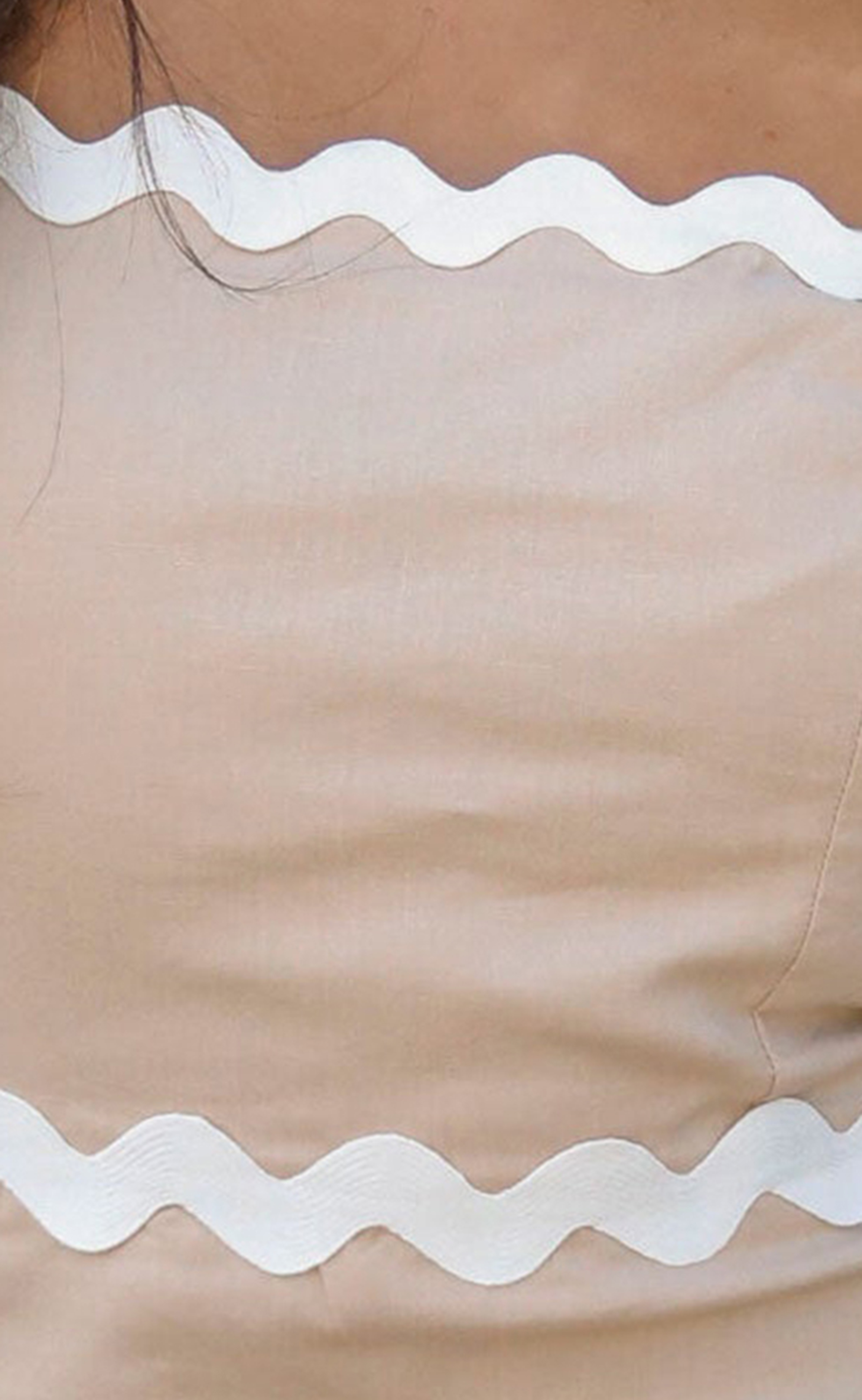 Beige Scalloped Strapless Mini Dress