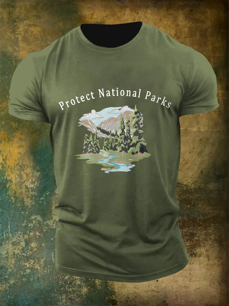 Men'S Protect National Parks Not Projects Round-Neck T-Shirt