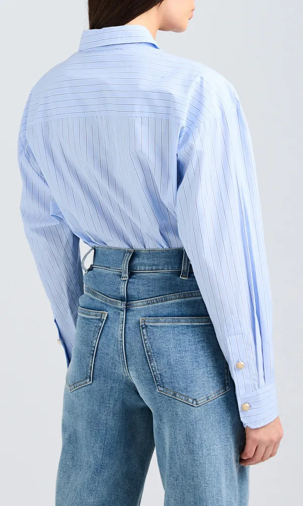 Sky Blue Pinstripe Button-Down Shirt