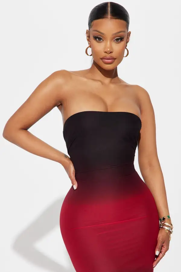 Amara Mesh Maxi Dress - Red/combo