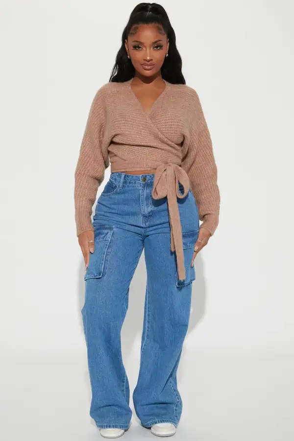 Under Wraps Rib Knit Sweater - Mocha